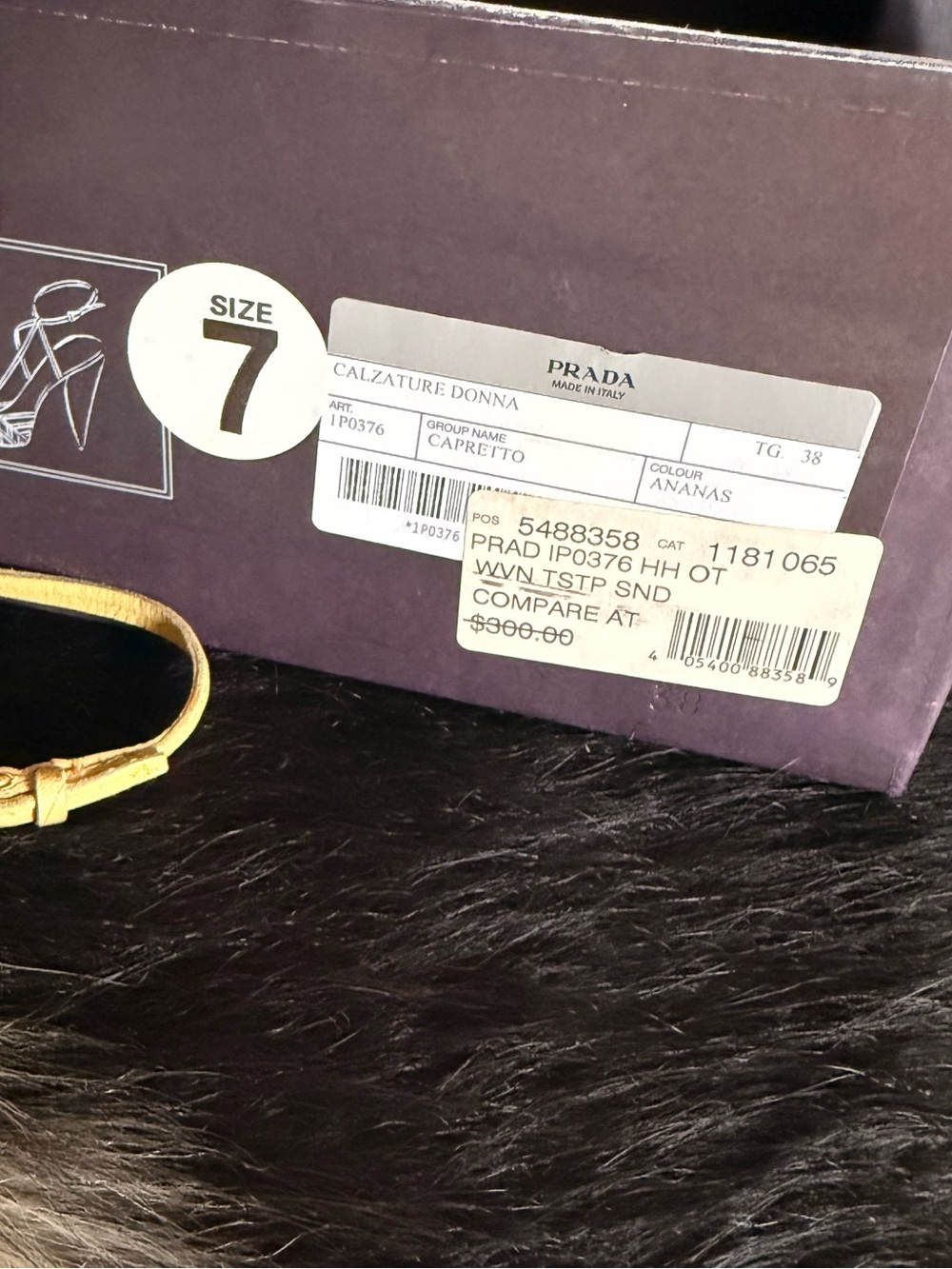 Prada Yellow Leather Woven Slingback Heels - Picture 9 of 9